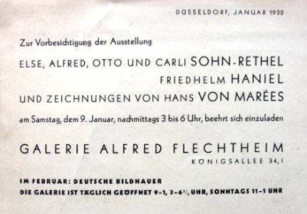 Ausstellung Galerie Alfred Flechtheim Karte 1932