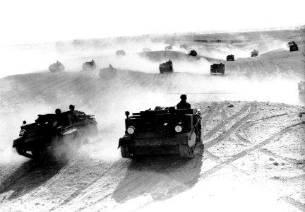 Australians driving Bren Carriers towards Bardia, Libya, January 1941 (24667819900)