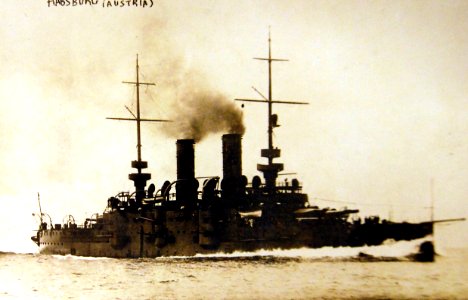 Austrian pre-dreadnought battleships SMS Habsburg, July 29, 1914 (31341613976)