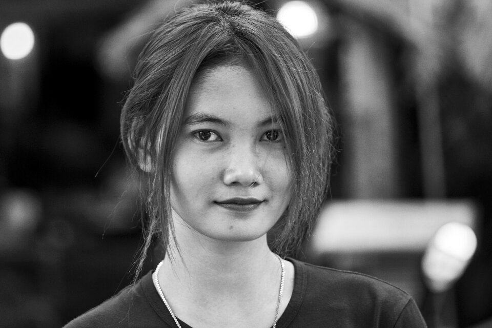 Woman girl black and white