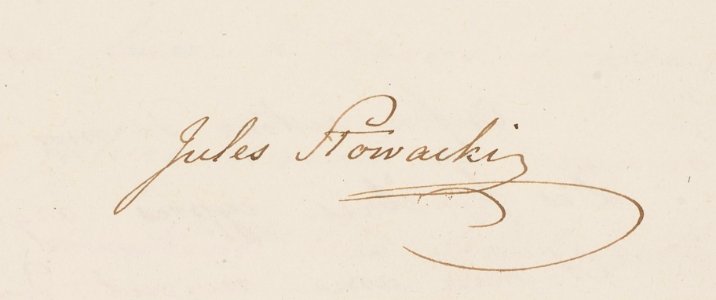 Autograf Juliusza Słowackiego
