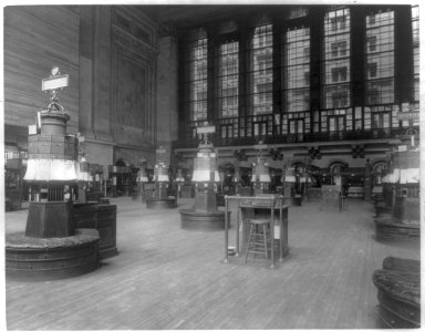 Automatic ticker apparatus, New York Stock Exchange. View of stations from floor LCCN2013647238 photo