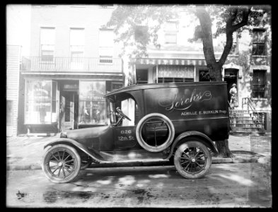 Automobile with ad for Lerch's, Achille E. Burklin Prop. LCCN2016824557
