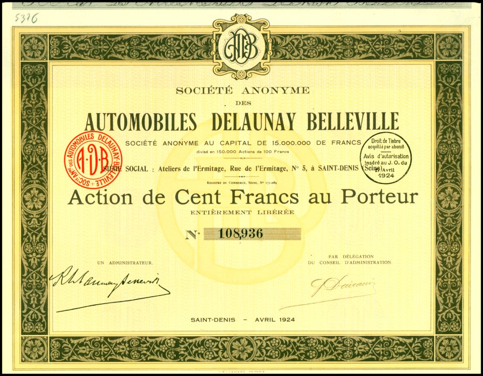 Automobiles Delaunay Belleville 1924