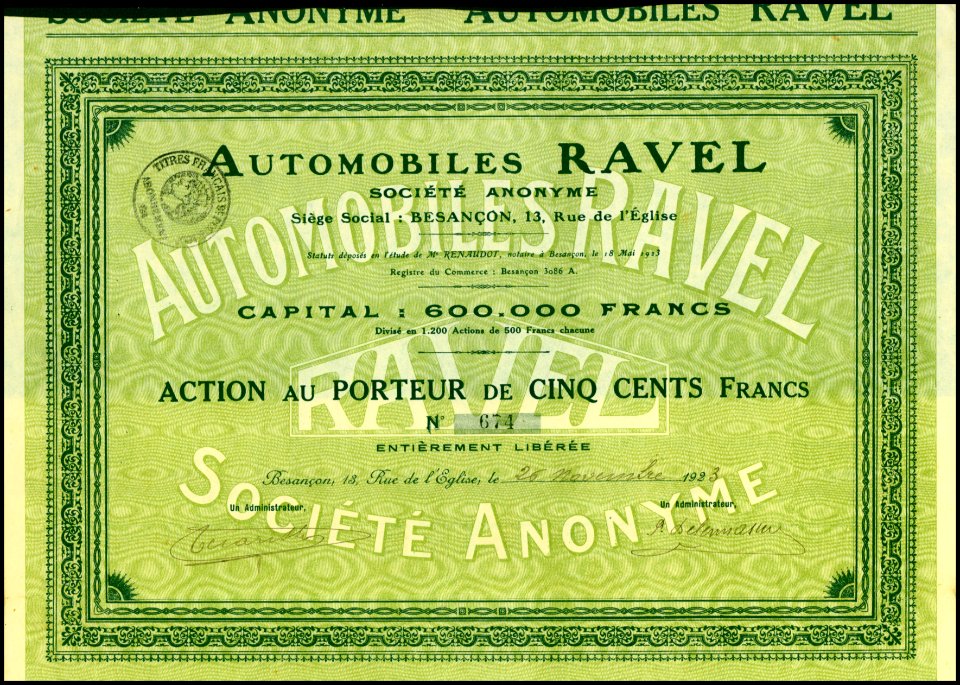 Automobiles Ravel 1923