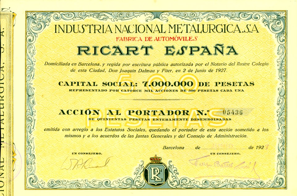 Automoviles Ricart Espana 1927