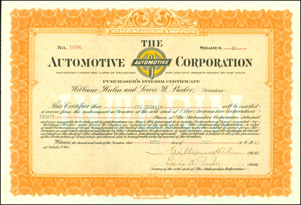 Automotive Corporation 1920