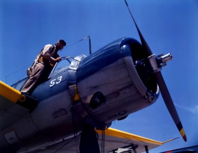 Aviation cadet on OS2U at NAS Corpus Christi 1942 photo