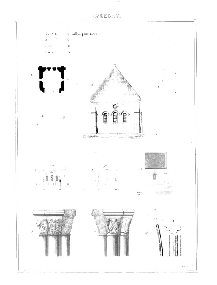Avrechy (60), église Saint-Lucien, croquis d'E. Woillez