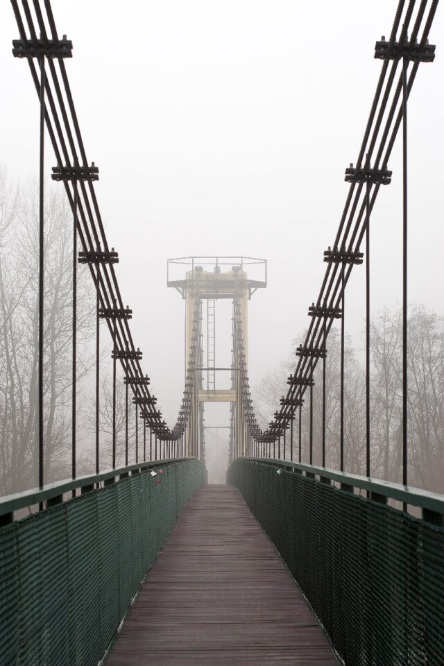 Rope railings the fog