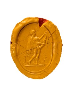 Avtryck av fingerring förställande romersk trädgårdsgud - Hallwylska museet - 110225