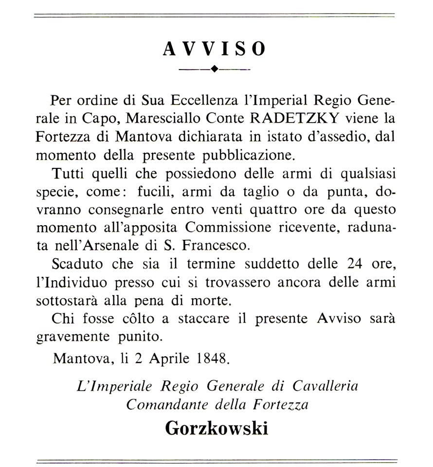 Avviso alla Città di Mantova