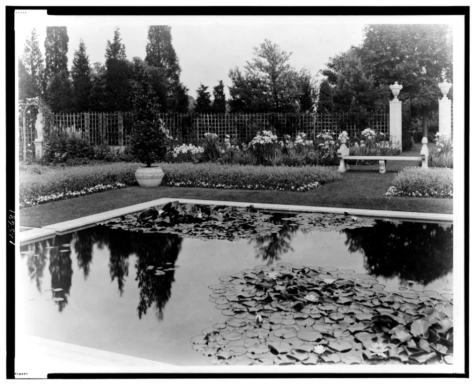 Beacon Hill House, Arthur Curtiss James house, Newport, Rhode Island. Lily pond in the Blue Garden LCCN00651332