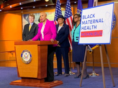 Ayanna Pressley speaking for Momnibus