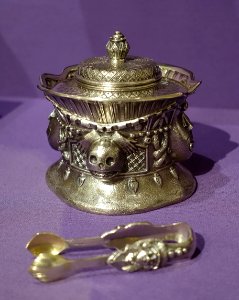 Aztec tete-a-tete coffee service, 3 of 3, commissioned by William Randolph Hearst, Tiffany & Co., New York City, c. 1897, silver, ivory - Dallas Museum of Art - DSC04855 photo