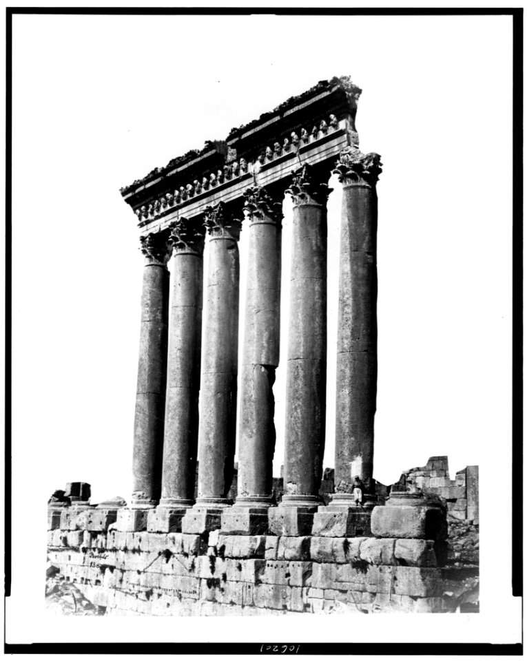 Baalbec. Temple of the Sun. Aperistyle, no signs of a cella - Bonfils. LCCN92513449