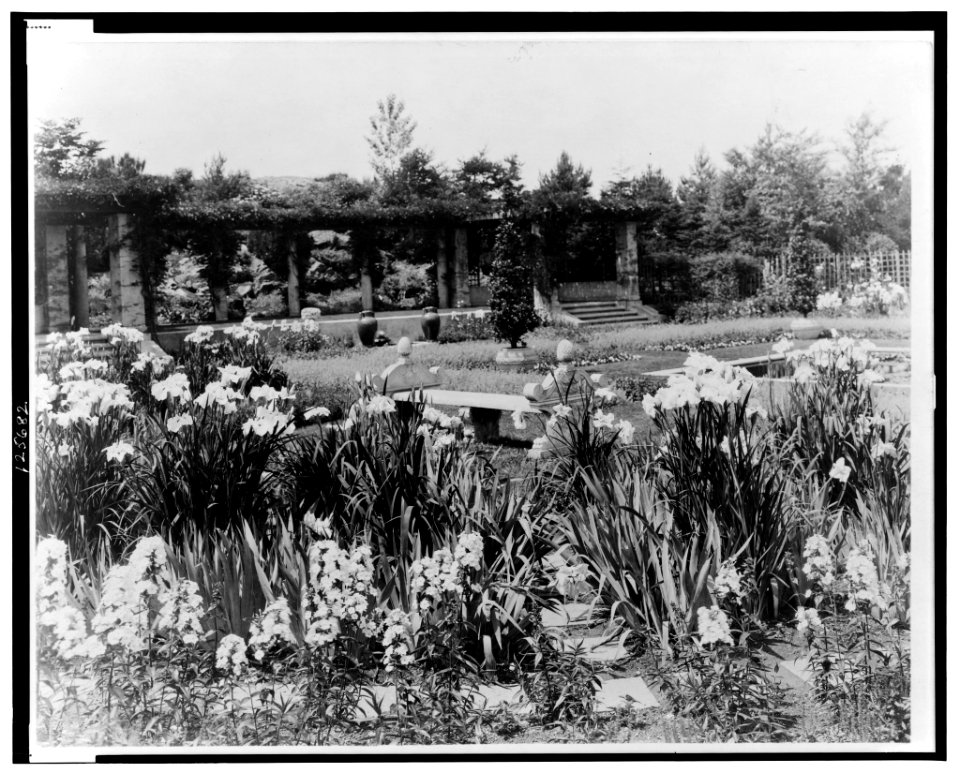 Beacon Hill House, Arthur Curtiss James house, Beacon Hill Road, Newport, Rhode Island. Blue Garden, pergola at south end LCCN00651272