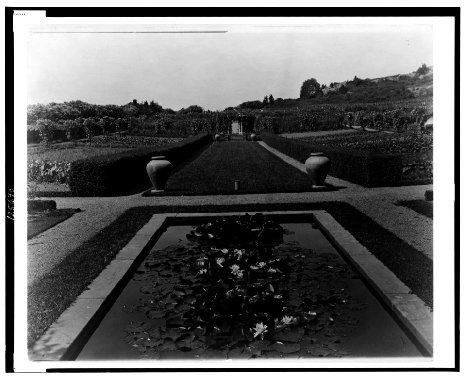Beacon Hill House, Arthur Curtiss James House, Newport, Rhode Island. Vegetable garden and lily pond LCCN00651335