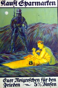 Buy savings bonds, A Nest Egg For Peace, 5% Interest, German War Loan poster, WWI (33323246026)