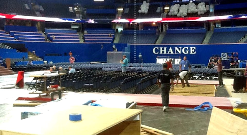 CHANGE - One of themes of the Republican National Convention, and balloons already in place for Thursday night's celebration