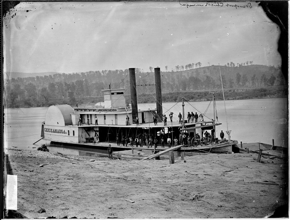 Chickamauga (transport steamer) on Tennessee River - NARA - 529161 photo