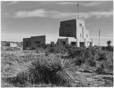 Distant view of 'Elevator House,' Carlsbad Caverns National Park, New Mexico., 1933 - 1942 - NARA - 520031