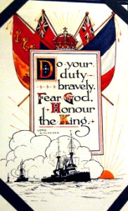 Do your duty bravely. Fear God, Honour the King. Lord Kitchener, postcard, WWI (28397772381)
