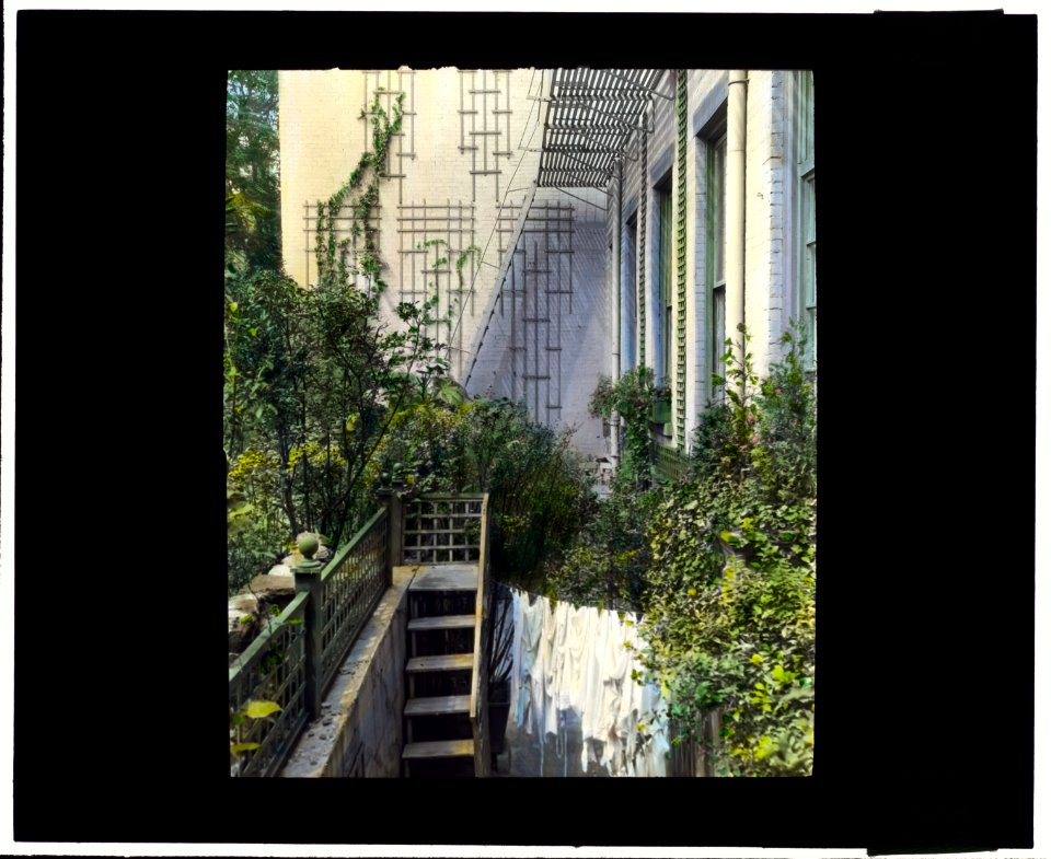 Flagstones, Charles Clinton Marshall house, 117 West 55th Street, New York, New York. Laundry on clothesline LCCN2008675962