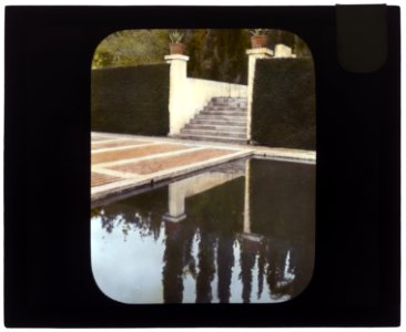 El Fureidis, James Waldron Gillespie house, Parra Grande Lane, Montecito, California. Stairs at water terrace LCCN2007685006