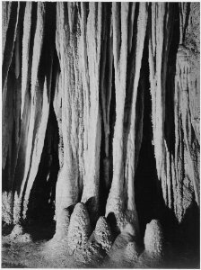 Formation along trail in the Big Room, near 'the Temple of the Sun,' Carlsbad Caverns National Park, New Mexico. (vert - NARA - 520046