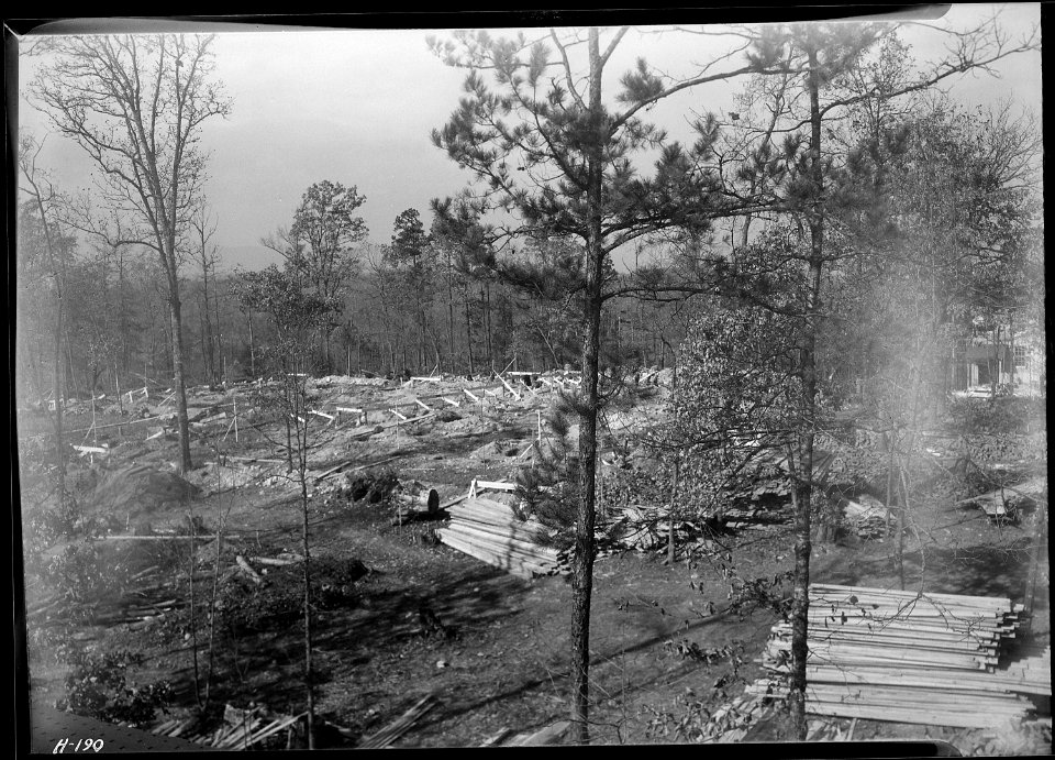 Foundation of the community center building at Norris townsite. - NARA - 532807