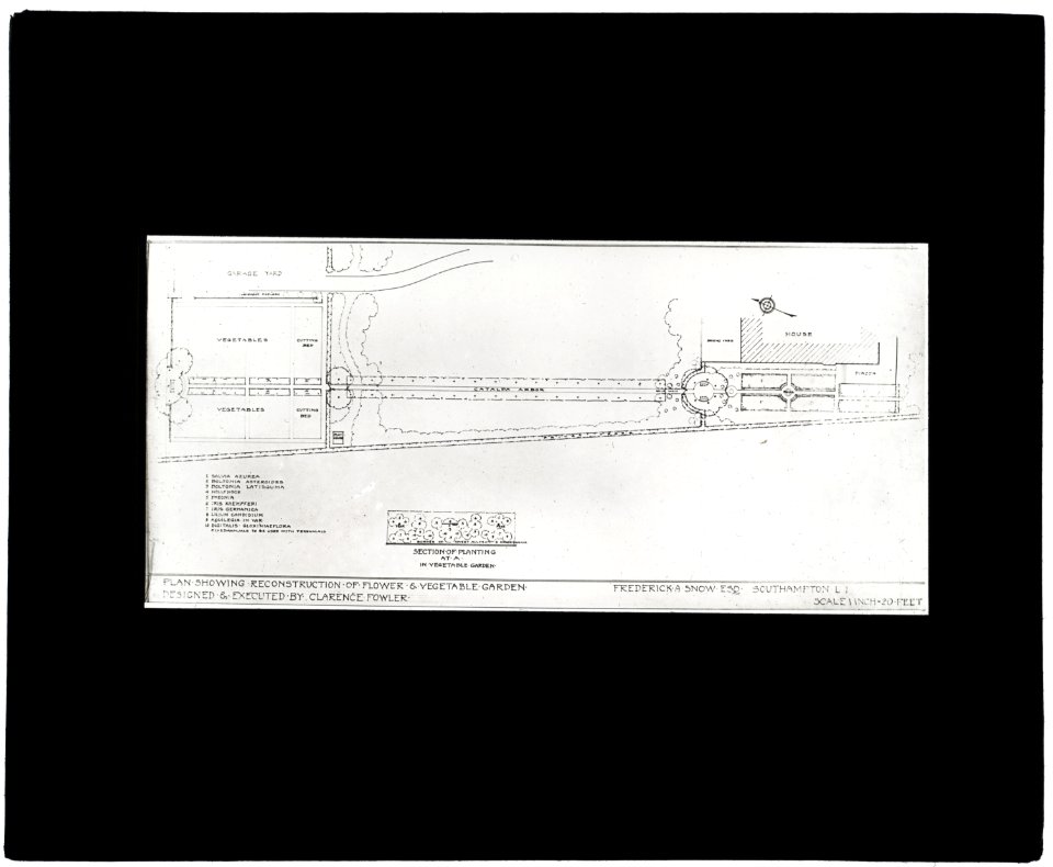 Gardenside, Frederick Augustus Snow house, Ox Pasture Road, Southampton, New York. Plan showing reconstruction of flower and vegetable garden LCCN2008675604