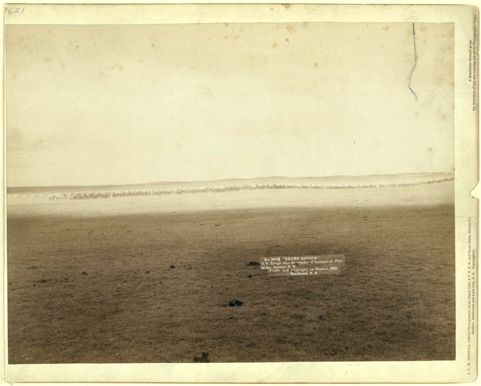 Grand review. U.S. troops after surrender of Indians at Pine Ridge Agency, S.D. LCCN99613840