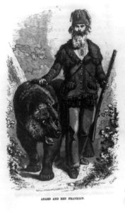Grizzly Adams, full-length portrait, walking with grizzly bear named Ben Franklin) - Eastman-Loomis, S.F. ; C. Nahl LCCN93515373