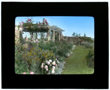 Gray Gardens, Robert Carmer Hill house, Lily Pond Lane, East Hampton, New York. View west to pergola LCCN2007685906