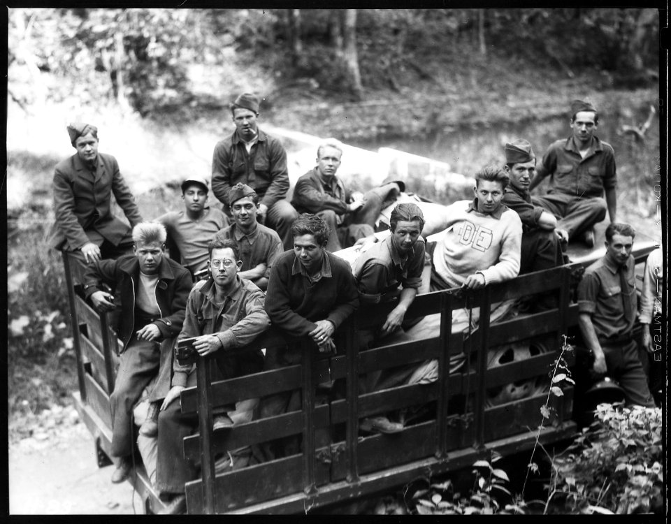 Group of CCC boys from Idaho just arrived in camp near Andersonville, Tennessee. The CCC units are to assist in the... - NARA - 532705