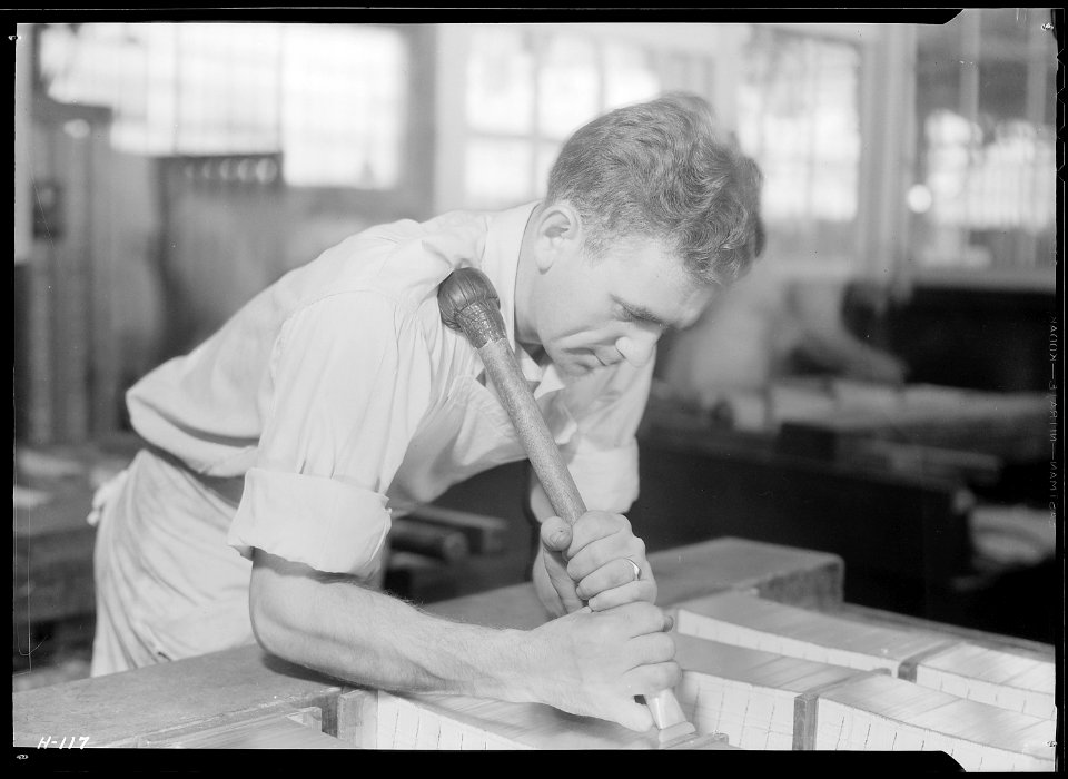 Howard Withers, 114 East Sevier Street, Kingsport, Tenn. Withers works for the Kingsport Press and is shown here... - NARA - 532735