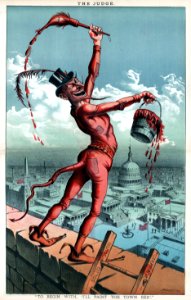 I'll paint the town red, political cartoon, 1885