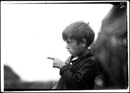 I nearly cut my finger off, cutting sardines the other day. 7 year old Byron. Eastport, Me. - NARA - 523459