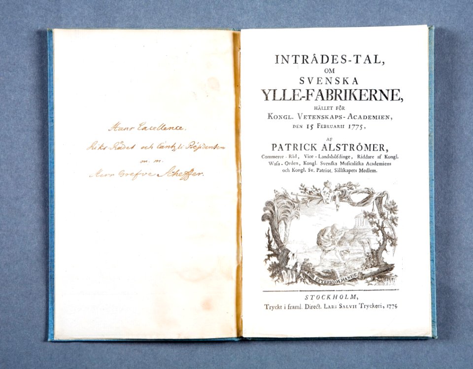 Inträdes-tal, om svenska ylle-fabrikerne, hållet för Kongl. vetenskaps-academien, den 15 - Skoklosters slott - 86270