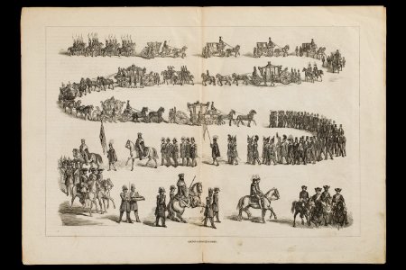 Kröningsprocessionen ur Illustrerade Minnesblad från kröningshögtidligheterna år 1860 - Livrustkammaren - 89338