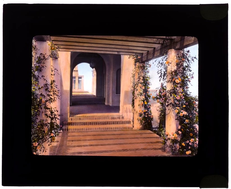 Mi Sueño, Herbert Coppell house, 1245 South Grand Avenue, Pasadena, California. Pergola from flower garden to house LCCN2007685139