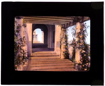 Mi Sueño, Herbert Coppell house, 1245 South Grand Avenue, Pasadena, California. Pergola from flower garden to house LCCN2007685139