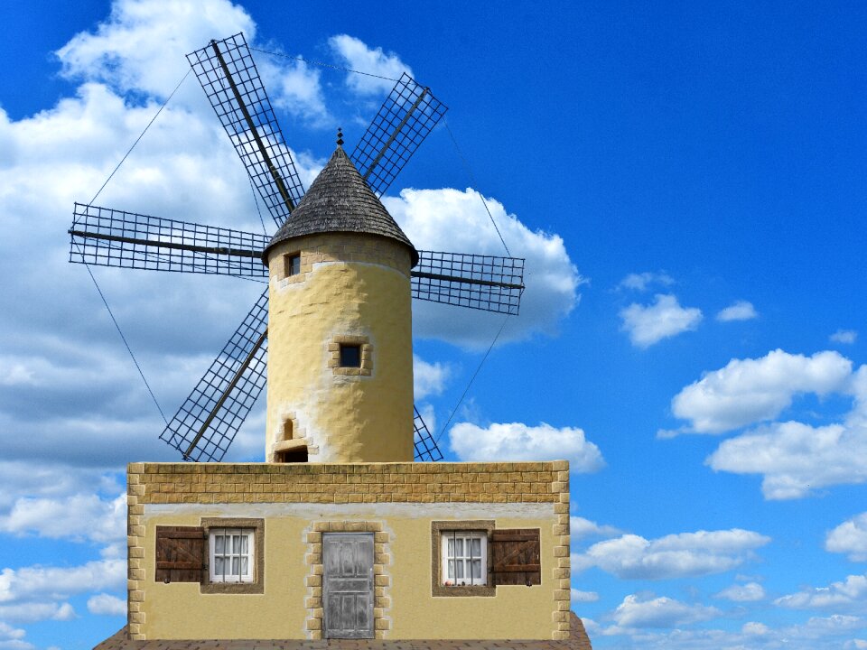 Dutch windmill grind wing