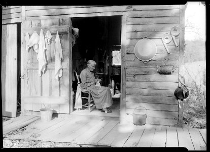 Mrs. Sarah J. Wilson has lived ninety-one years on a farm near Bulls Gap, Tennessee. She is still very active and... - NARA - 532633 photo