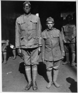 Mutt and Jeff of Company D, 505th Engineers on the Roma. The tallest and shortest members o . . . - NARA - 533539