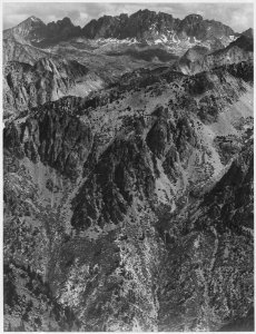 North Palisades from Windy Point, Kings River Canyon (Proposed as a national park), California, 1936. (vertical orient - NARA - 519934
