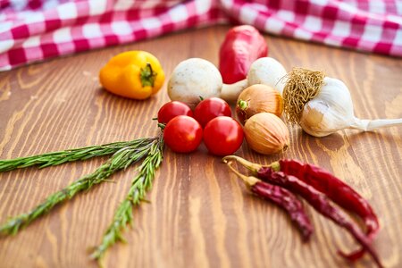 Garlic onion pepper photo