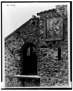 Surprise Valley Farm, Arthur Curtiss James property, Beacon Hill Road, Newport, Rhode Island. Mural of carpenter on exterior of carpenter shop LCCN00651266