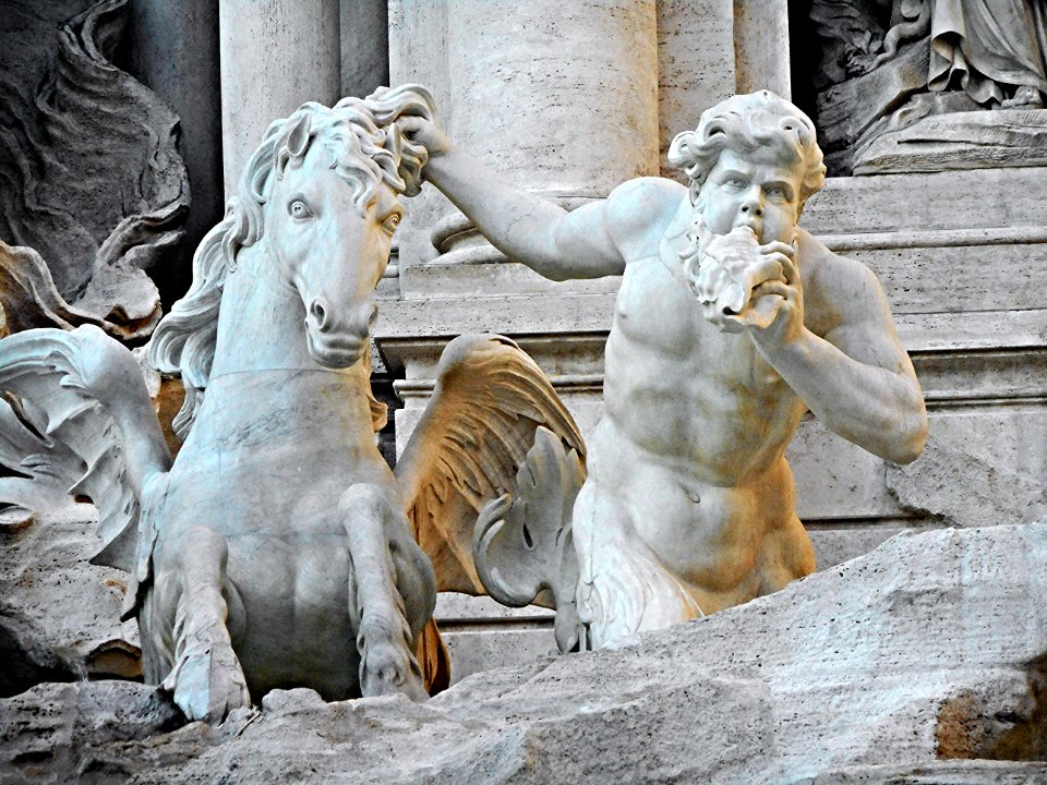Triton with winged sea-horse (1759-1762) by Pietro Bracci (Rome 1700-Rome 1773) - The fountain of Trevi in Rome (24318132555)